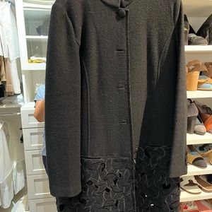 Long wool jacket with Lazer cut at the bottom